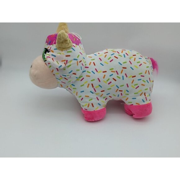 Peek a Boo Toys Plush Cow White Pink Sprinkles Toy 15" pink yellow green - Picture 5 of 9